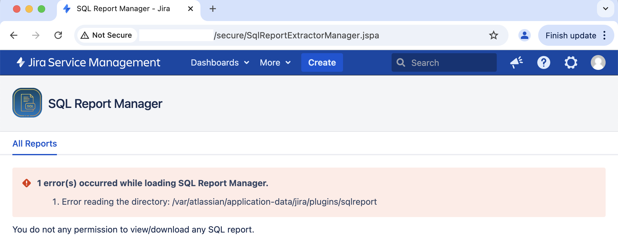 sqlreport error message displayed.png