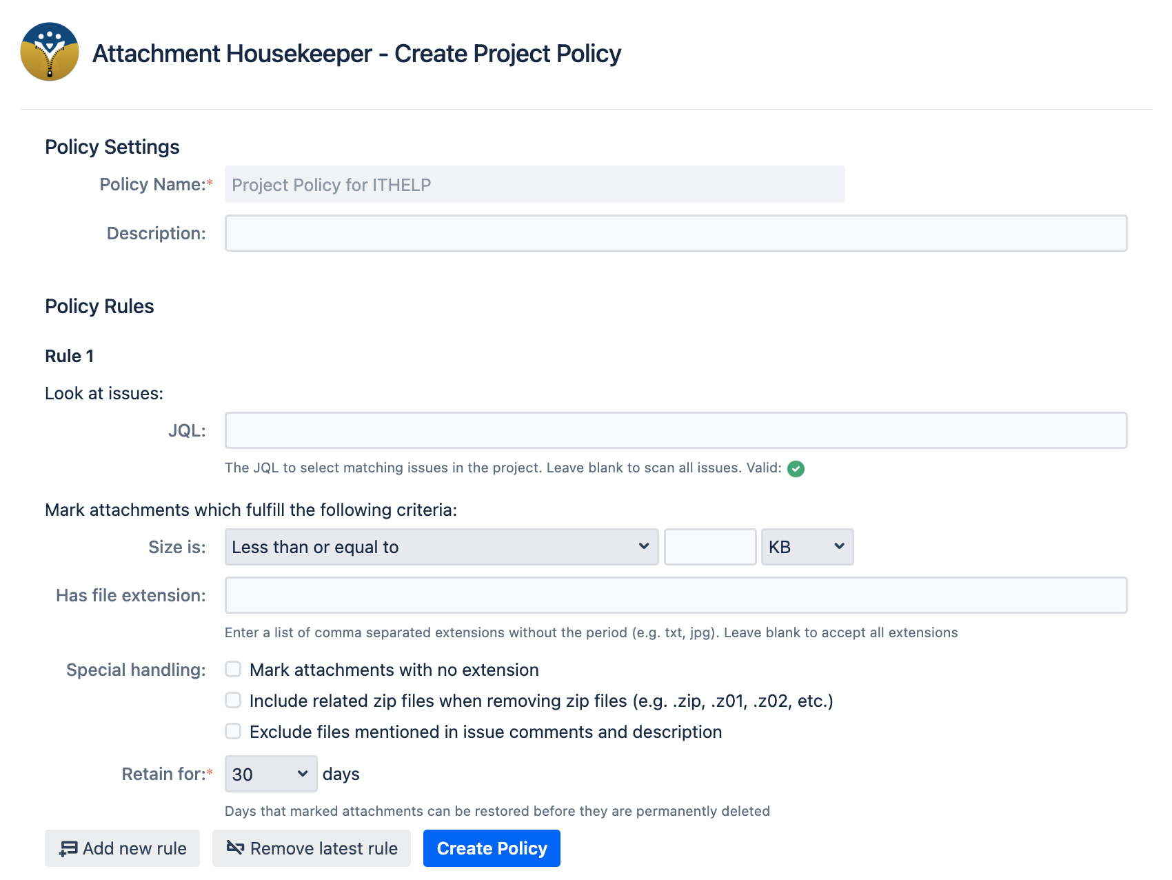 Create Project Housekeeping Policy View.png