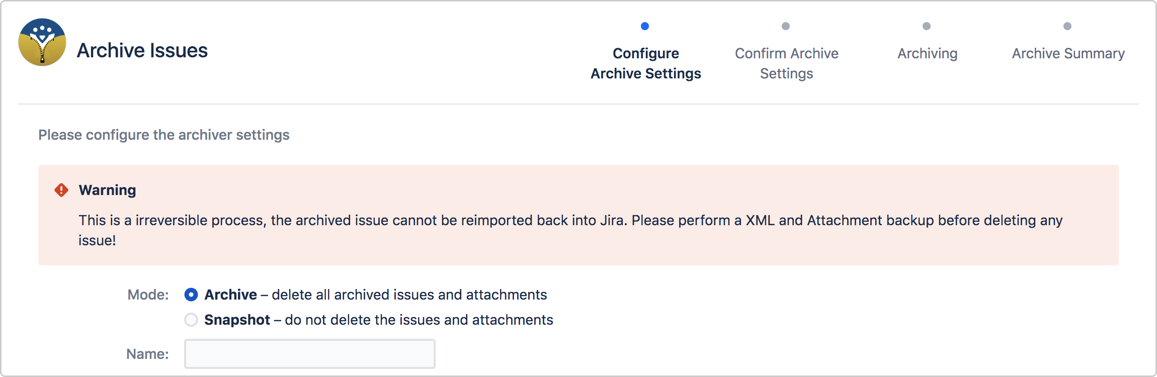 issue archiver archvie mode warning message.png