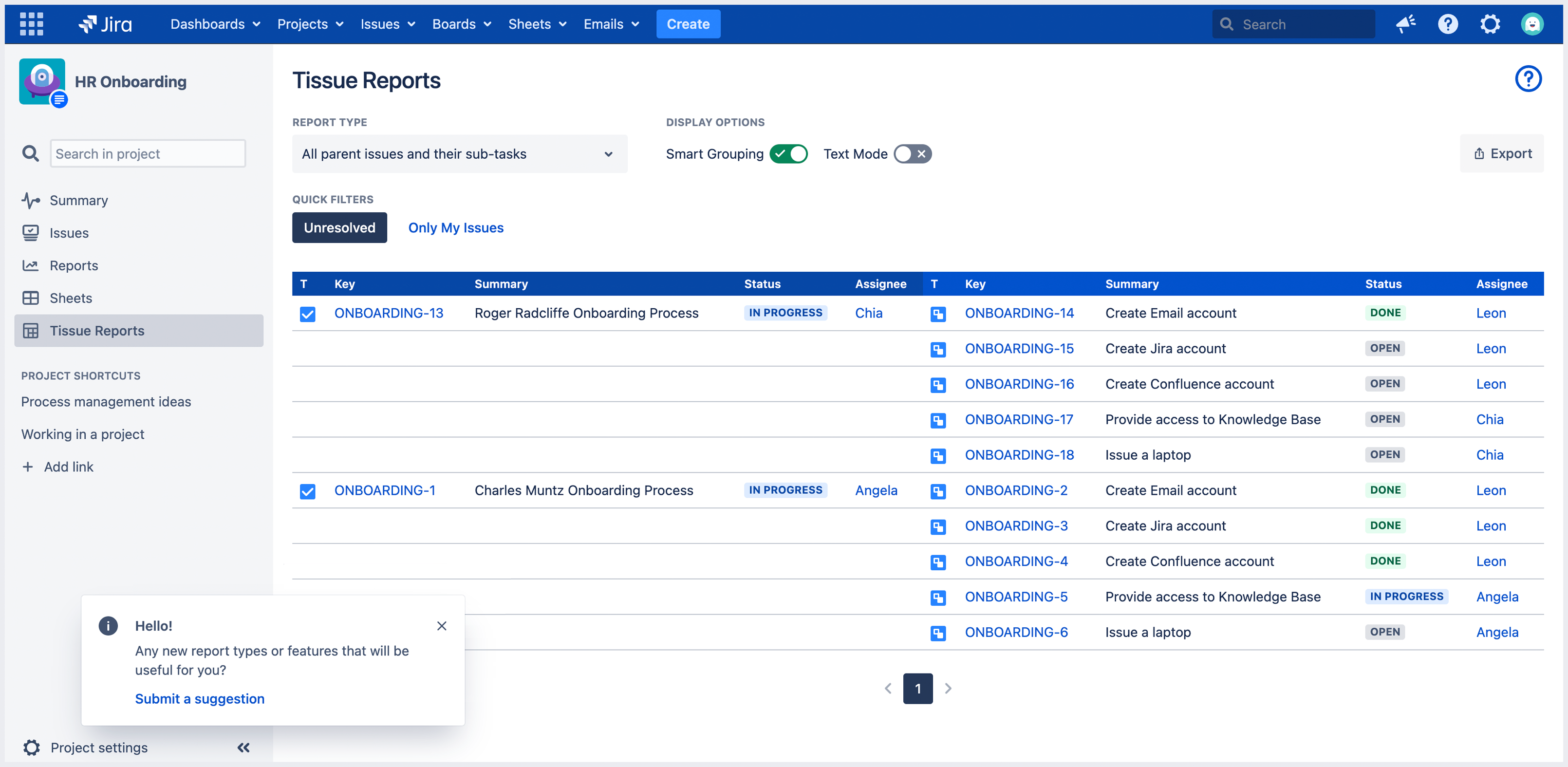 tissue reports in projects.png