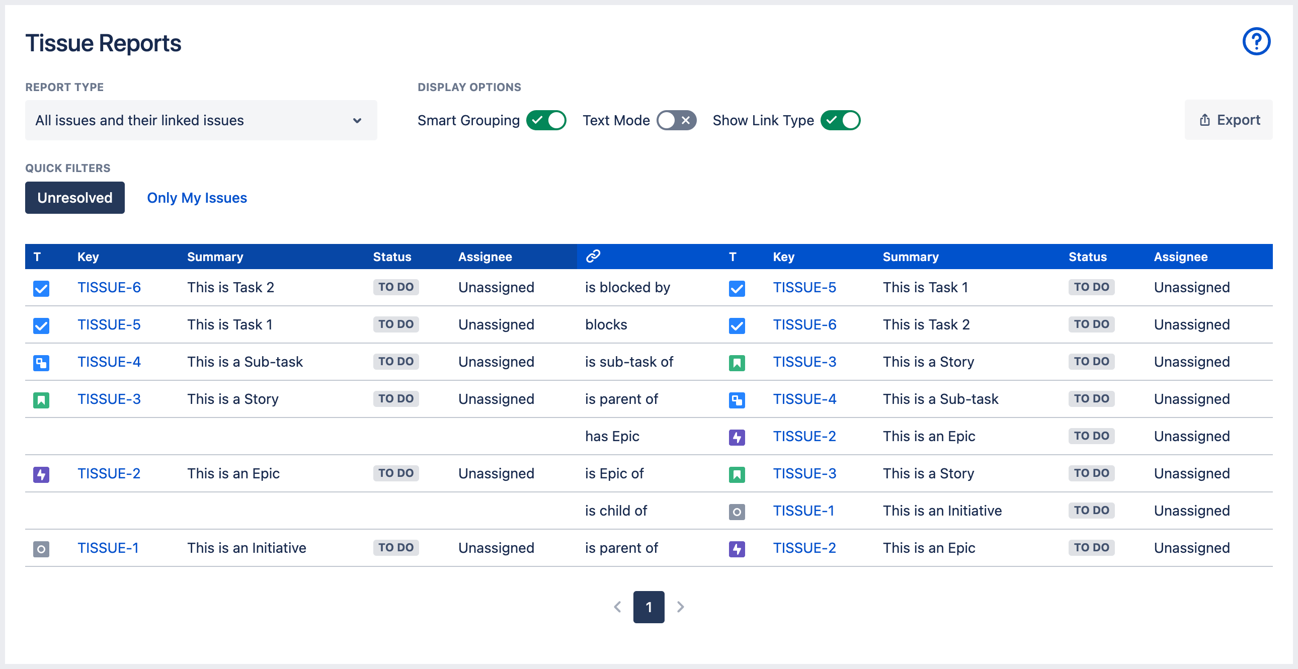tissue reports toggle show link type.gif