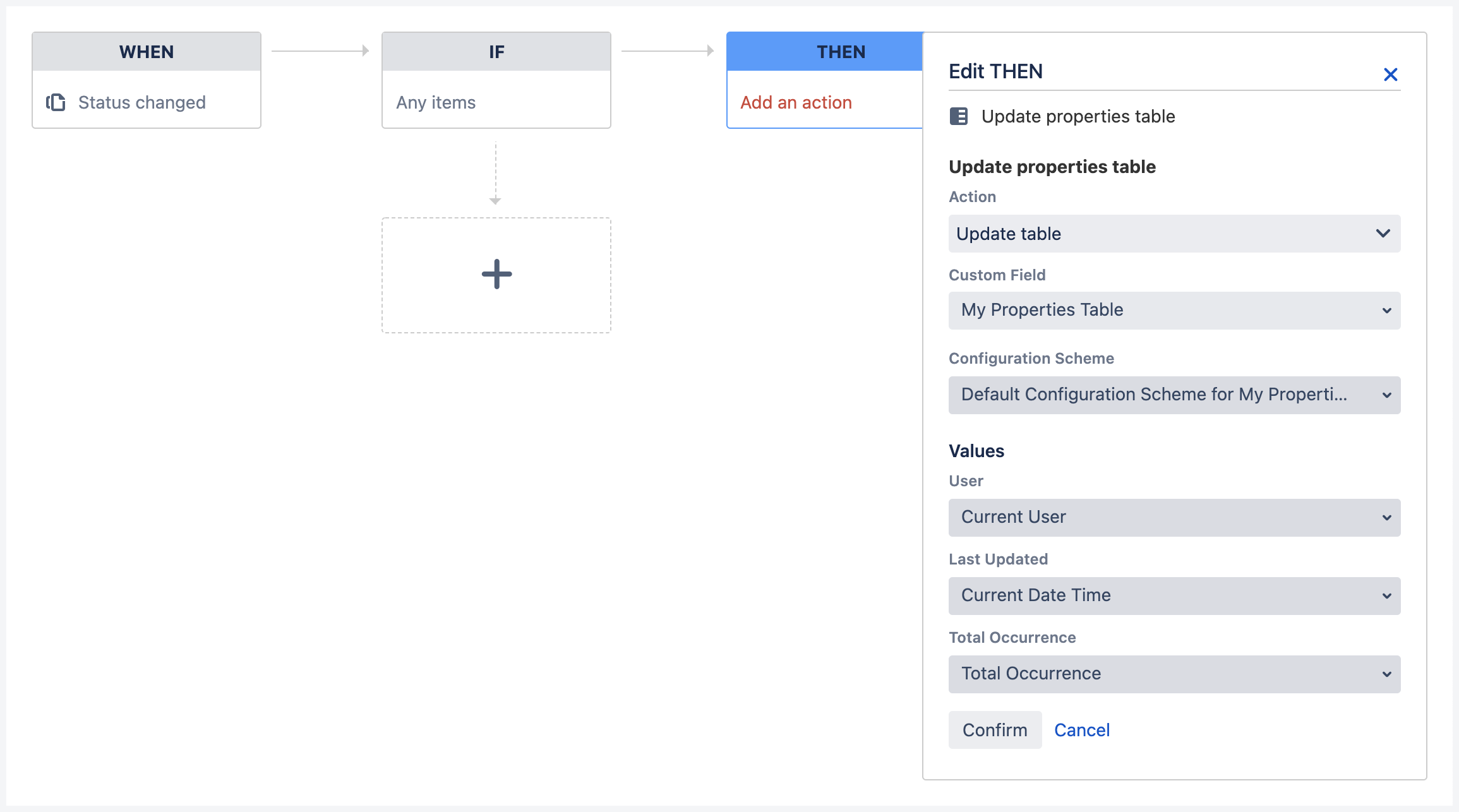 tablecf jsm automation rule then config.png