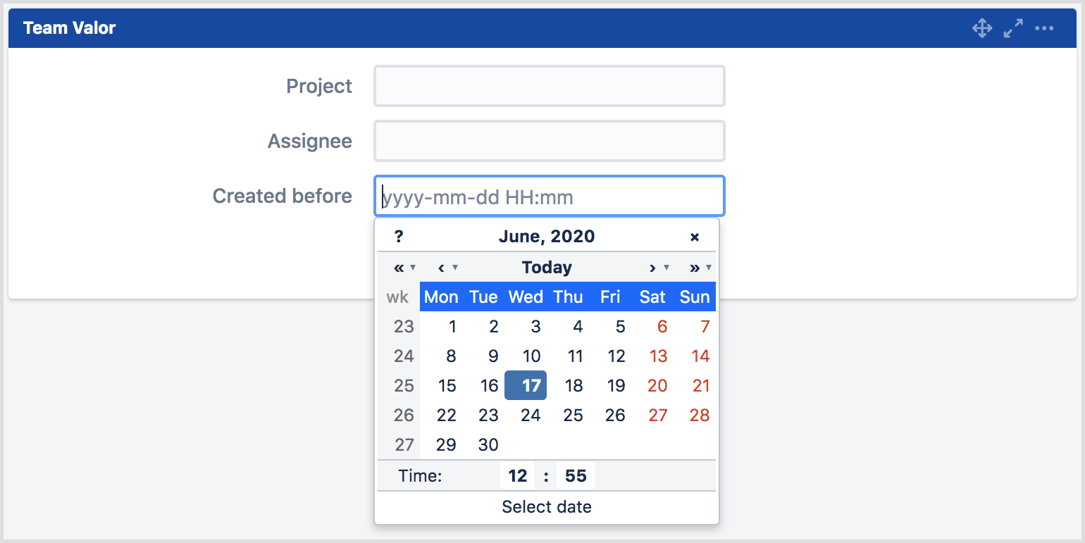 Canned Search for Jira gadget date time picker.png